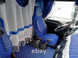 1 Pair Truck Eco-Leather Suede Luxury Seat Covers Blue SCANIA R/G 2005-2012