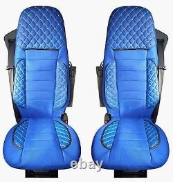 1 Pair Truck Eco-Leather Suede Luxury Seat Covers Blue SCANIA R/G 2005-2012