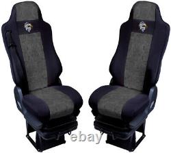 1 SEAT BELT Grey Seat Cover Fabric Velour tailored FOR Truck MAN TGX 2000