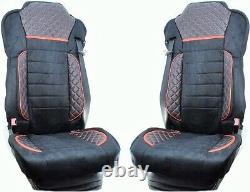 1 Set Black Luxury Seat Covers Eco-Leather & Suede for Truck Man Euro 7 2021 +