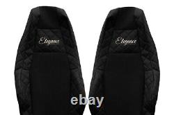 2 Black Synthetic Leather Seat Covers for Scania R / S Truck 2016+ STANDARD SEAT