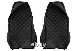 2 Black Synthetic Leather Seat Covers for Scania R / S Truck 2016+ STANDARD SEAT