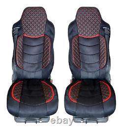 2 Pcs Seat Covers Set for Mercedes MP2 MP3 Actros 2002-2011 RHD LHD Black / Red