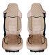 2 Pcs Set for RENAULT T 2013-2019 Seat Covers LHD Leatherette + Fabric Beige