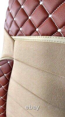 2 Pieces Luxury Truck Seat Covers Brown Eco-Leather/Suede for Actros MP2 MP3