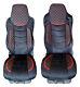 2 Pieces Set RENAULT T 2013-2019 Seat Covers LHD Leatherette + Fabric Black Red