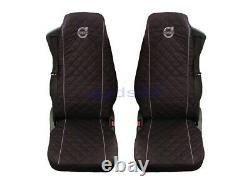 2 pcs Black/Grey Truck Seat Covers Polyester Breathable for VOLVO FH 4 (2014-On)
