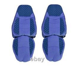 2 pcs Deluxe Blue Eco Leather Seat Covers + Suede for Renault T 2014+ trucks