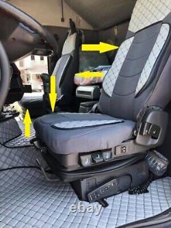 2 pcs Deluxe Gray Eco Leather with Suede Seat Covers for Actros E6 2016+ trucks