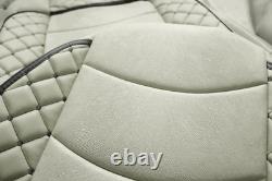 2 pcs Deluxe Gray Eco Leather with Suede Seat Covers for Actros E6 2016+ trucks