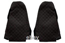 2 x Black Eco Leather Seat Covers for Scania R P G Trucks 2005 2016 Integrated