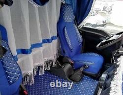 2 x Blue Seat Covers Eco Leather + Suede for MAN TGX Euro 5 trucks 2007-2014