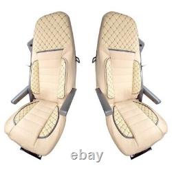 2 x DELUX Beige Seat Covers Eco-Leather and Suede for Volvo FH 2/3 Trucks