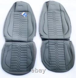 2 x Gray Seat Covers made of PU Leather for Scania R P G L 2004 2015 Trucks