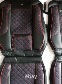 2 x Seat Covers Black with Red Details for Volvo FH FM 2005-2012 Trucks