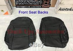 2014-18 Silverado GMC DOUBLE Cab WT KATZKIN Black Leather Seat Covers Kit Bench