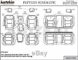 2014-18 Silverado GMC DOUBLE Cab WT KATZKIN Black Leather Seat Covers Kit Bench