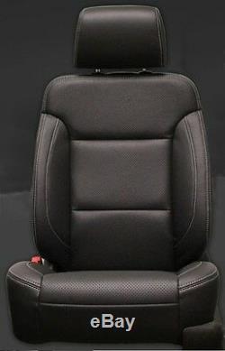 2014-2018 Silverado DOUBLE Cab WT KATZKIN Black Leather Seat Covers Kit Bench