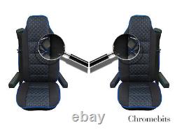 2X Black Leatherette & Fabric Seat Covers For IVECO Stralis Hi-Way 2013+ Truck