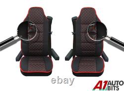 2X Black Red Universal Leatherette Fabric Comfort Seat CoversFor Truck Lorry