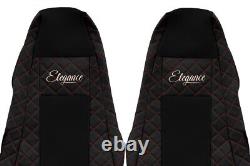 2x Black Eco Leather Seat Covers for Scania R P G Truck 05 16 Integrated seats