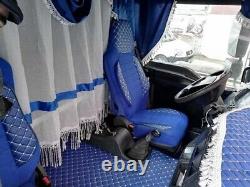 2x Deluxe Blue Eco Leather + Suede Seat Covers for Volvo FH4 2014 2020 trucks