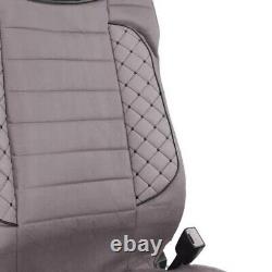 2x Deluxe Gray Eco Leather Seat Covers + Suede for DAF XF 105 2004-2013 trucks