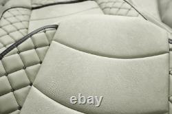 2x Deluxe Gray Eco Leather+Suede Seat Covers for DAF XF 106 Euro 6 2014+ trucks