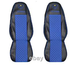 2x Seat Covers Black Blue PU Leather for Scania R G series 2004/09.16 trucks