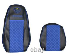 2x Seat Covers Black Blue PU Leather for Scania R G series 2004/09.16 trucks