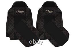 2x Seat Covers Black with red stitch Eco Leather for IVECO STRALIS HI-WAY truck