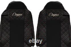 2x Seat Covers Black with red stitch Eco Leather for IVECO STRALIS HI-WAY truck