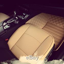 3 Pcs Beige PU Leather Car Truck Interior Seat Cover Protector Cushion Universal