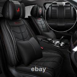 3D Black Front & Rear Car Seat Covers Luxury PU Leather Cushions For SUV Truck