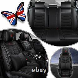 3D Black Front & Rear Car Seat Covers Luxury PU Leather Cushions For SUV Truck