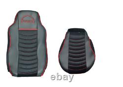 4 pcs Set Seat Covers Black With Red Badge PU Leather for MAN trucks