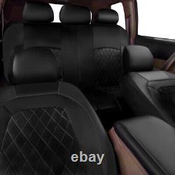 5-seats Full Set Car Seat Covers Protector For Truck SUV Pu Leather Diamond 9Pcs