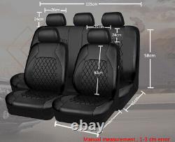 5-seats Full Set Car Seat Covers Protector For Truck SUV Pu Leather Diamond 9Pcs