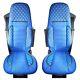 BLUE Seat Covers Quilted for Renault T 2014+ trucks Premium Eco Leather & Suede