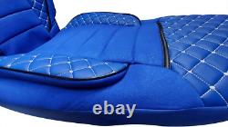 BLUE Seat Covers Quilted for Renault T 2014+ trucks Premium Eco Leather & Suede