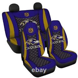 Baltimore Ravens Universal Car Seat Cover Full Set Truck Cushion Protector Gifts