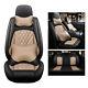 Beige Luxury PU Leather Car Seat Cover 5-Seats Truck Auto Interior Universal UK
