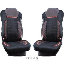 Black Delux Seat Covers Eco Leather & Suede for Iveco Stralis 2004-2018 trucks