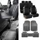 Black Integrated Seatbelt Seat Covers for Truck TODOTERRENO with Gray Floor Mats