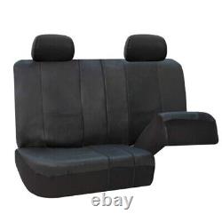 Black Integrated Seatbelt Truck Van Seat Cover with Beige Leather Carpet Mats