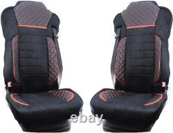 Black Seat Covers Delux Eco Leather Quilted with Suede for IVECO S-Way trucks