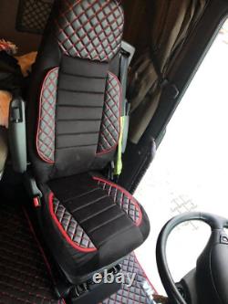 Black Seat Covers Delux Eco Leather Quilted with Suede for IVECO S-Way trucks