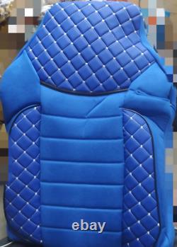 Blue Premium Quilted Eco Leather + Suede Seat Covers for Iveco S-Way trucks