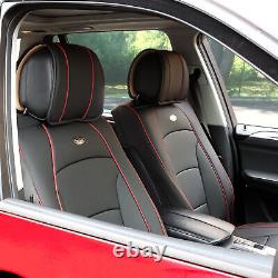 Car SUV Truck Leatherette Seat Covers Front Bucket Black withDash Mat For
