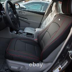 Car SUV Truck Leatherette Seat Covers Front Bucket Black withDash Mat For